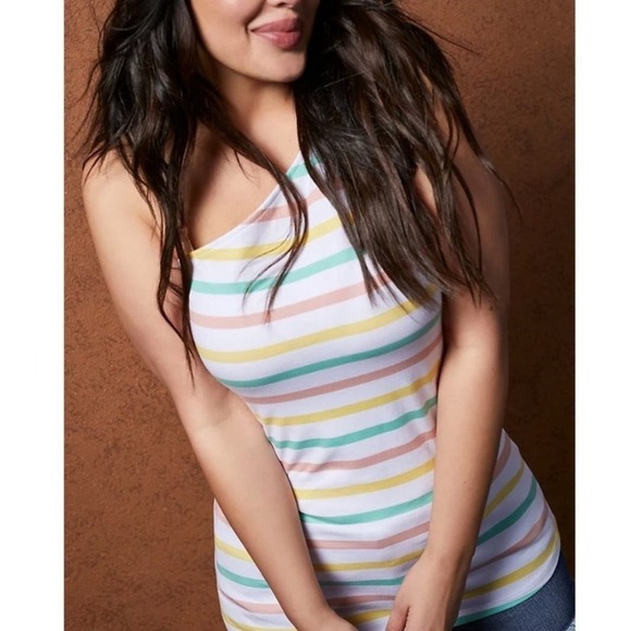 Torrid Women's 2X Top Multi Stripe One Shoulder Foxy Tank - Picture 1 of 6
